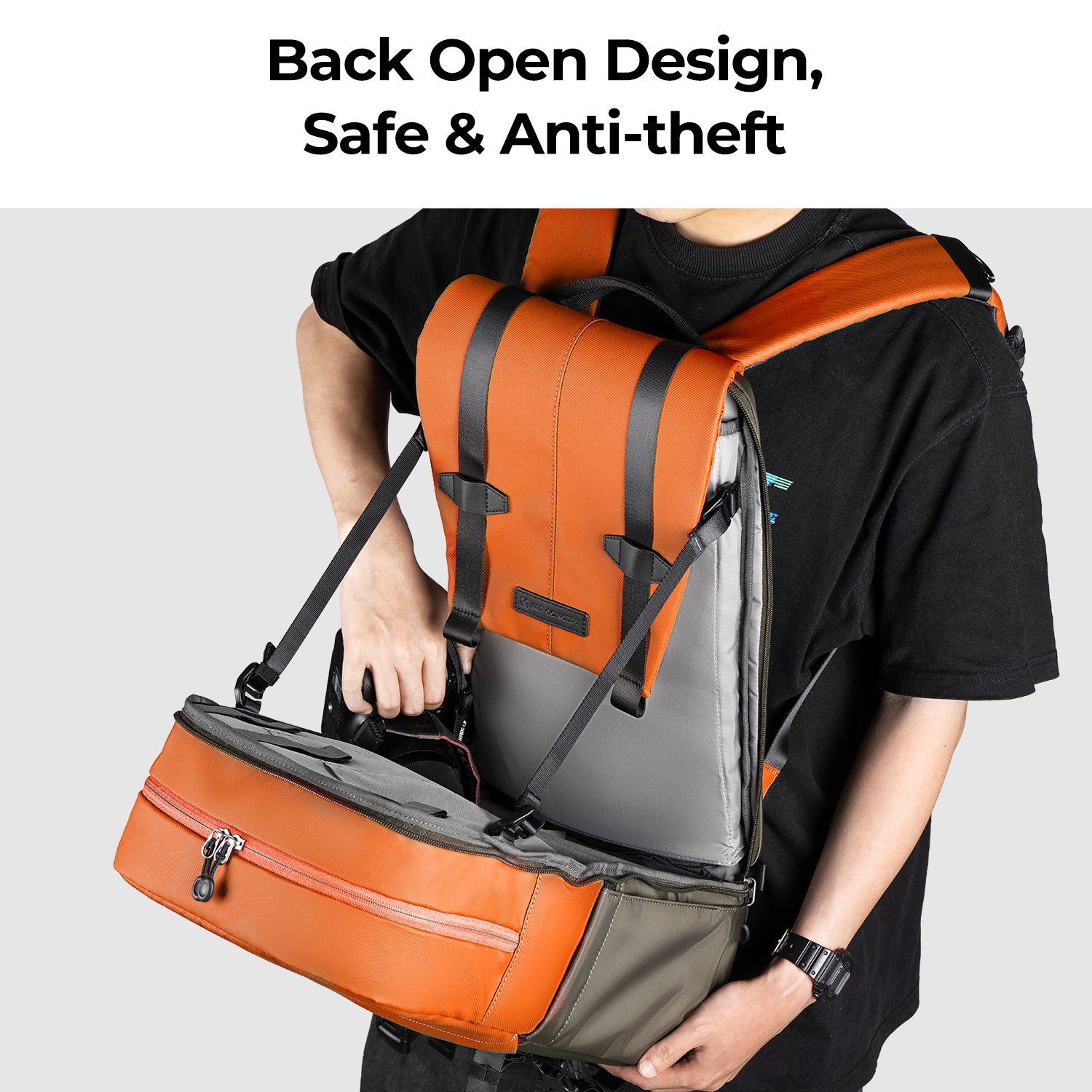 K&F 20L Camera Backpack, Lightweight Large Capacity Camera Bag with Rain Cover for 15.6 Inch Laptop (orange) K&F 20L Camera Backpack, Lightweight Large Capacity Camera Bag with Rain Cover for 15.6 Inch Laptop (orange)